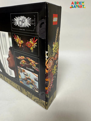 LEGO box with decorative elements and branding on a white background