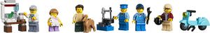 Set of LEGO minifigures with various poses and accessories on a white background