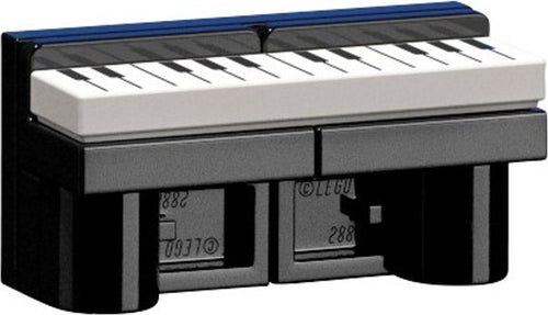 Small keyboard with black and white keys on a black base