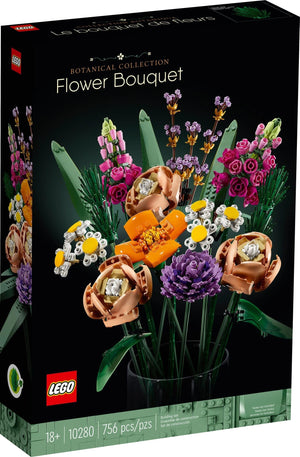 LEGO Flower Bouquet set packaging with colorful flowers and LEGO branding.
