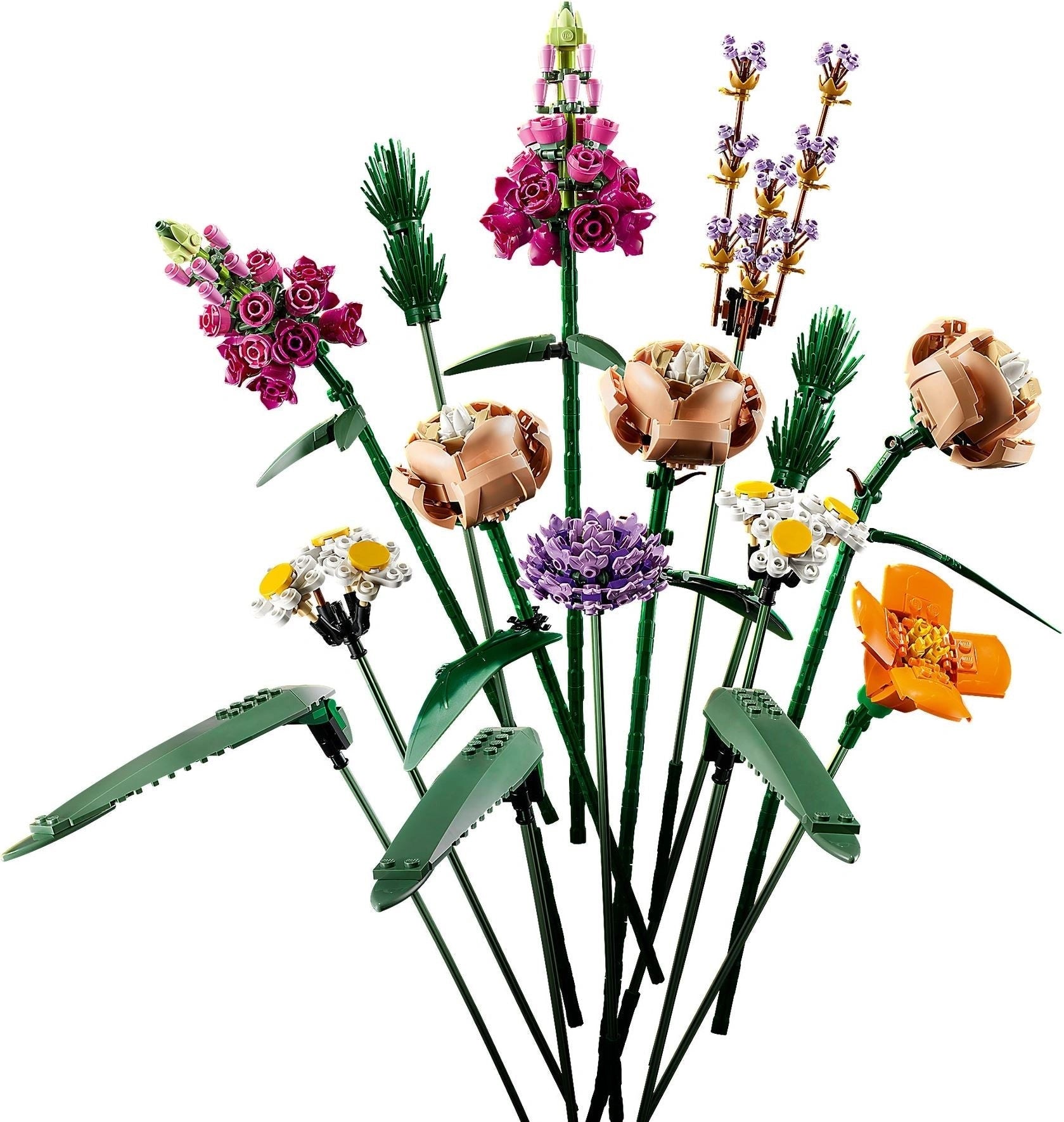LEGO flowers on a white background