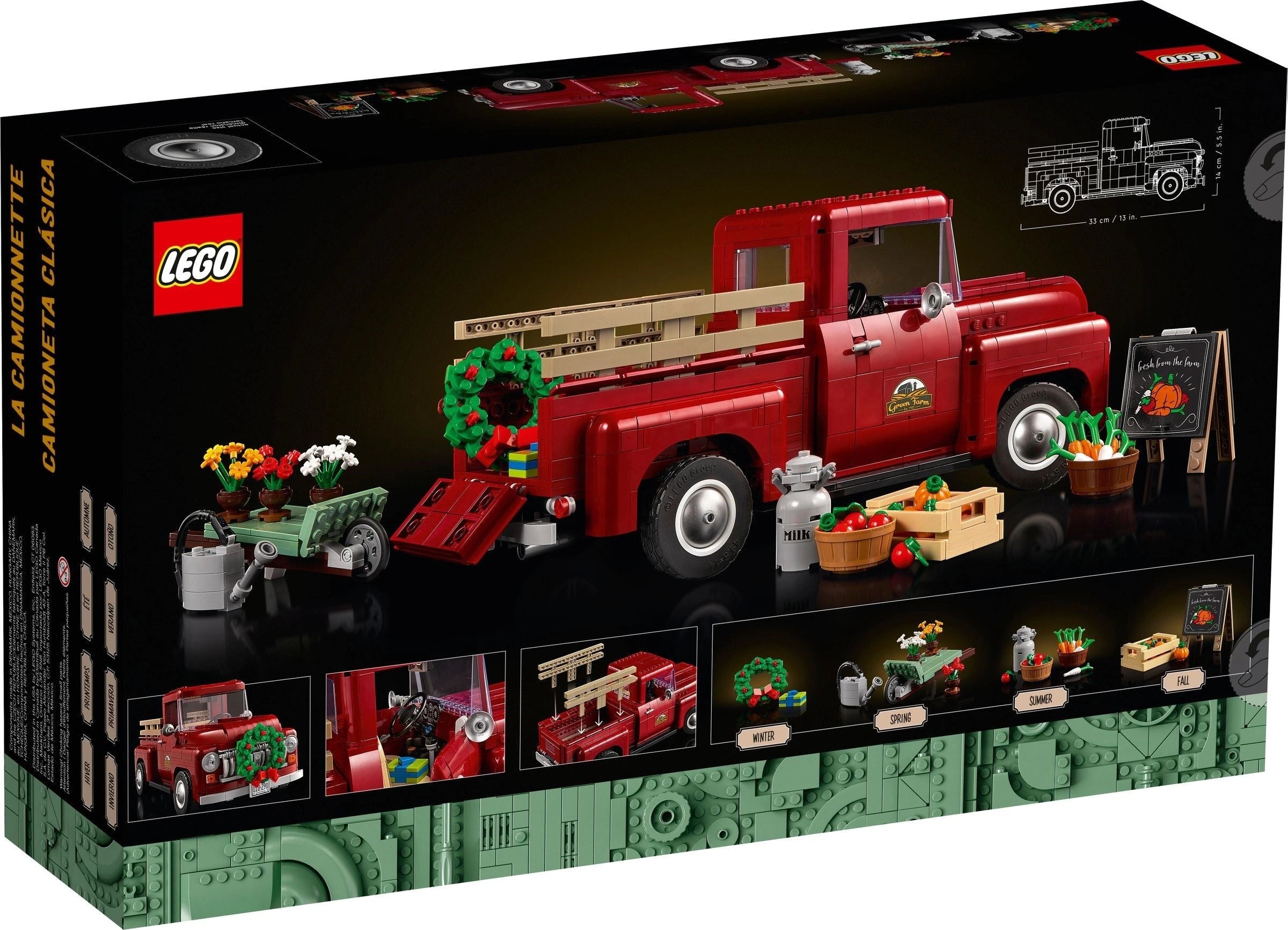 LEGO red truck set packaging on a white background