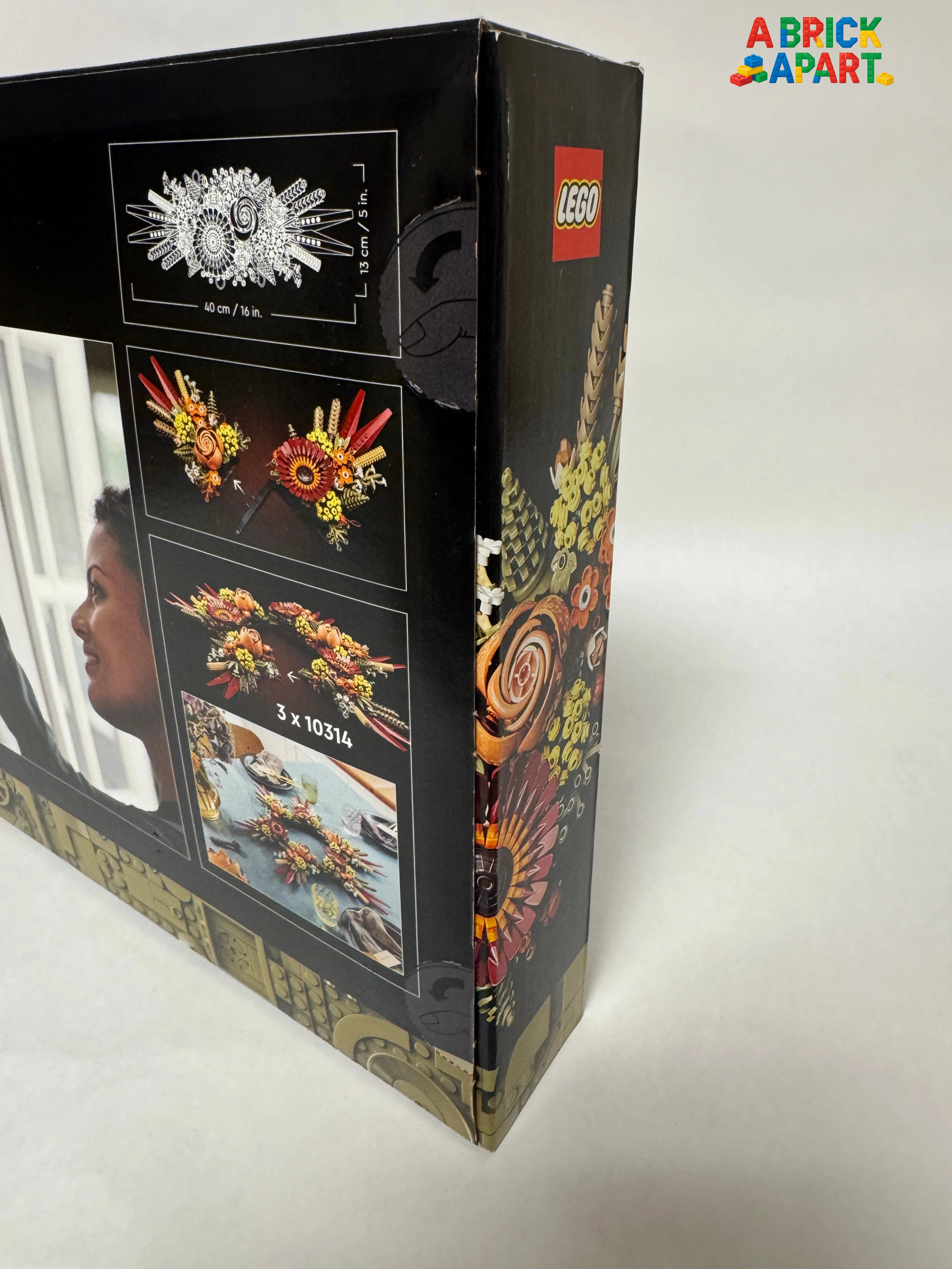 LEGO box with decorative elements and branding on a white background