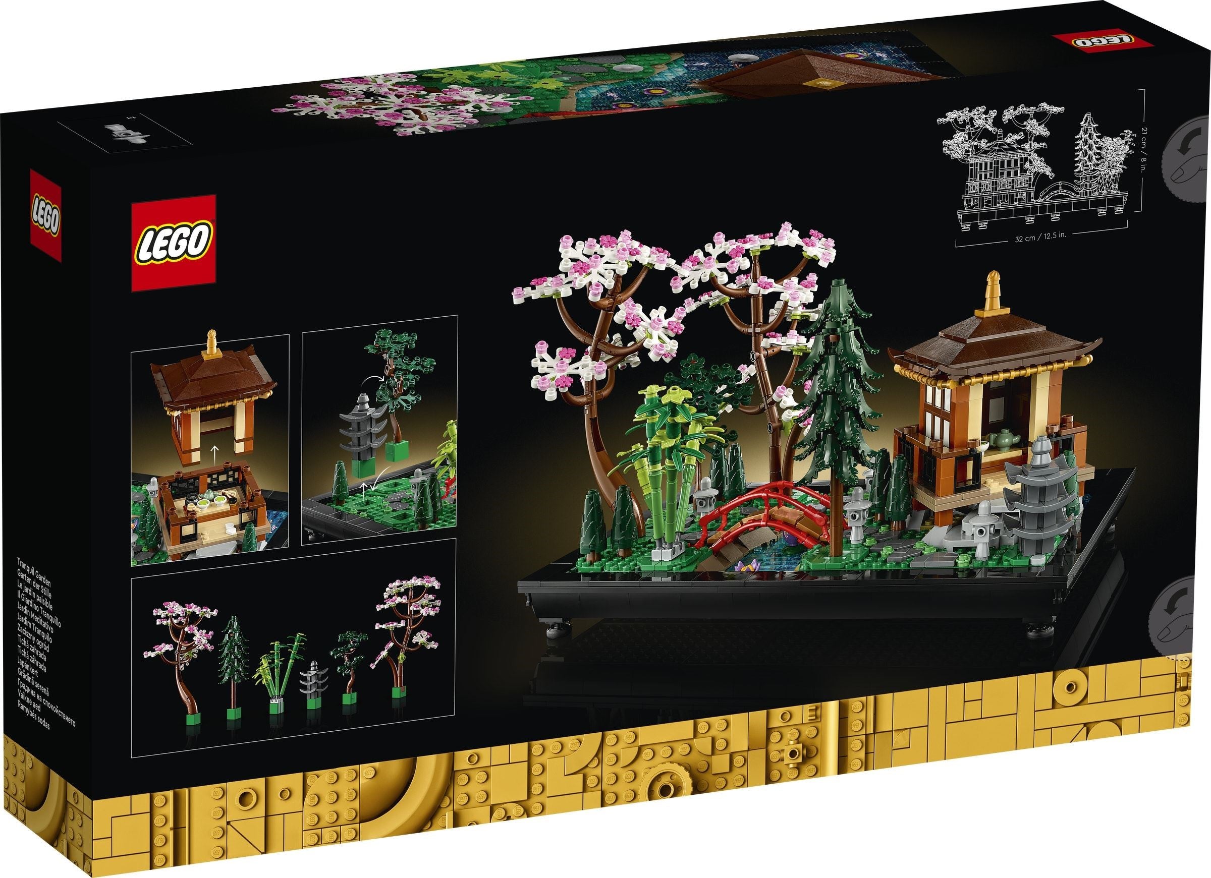 LEGO set packaging with cherry blossom tree and pagoda design