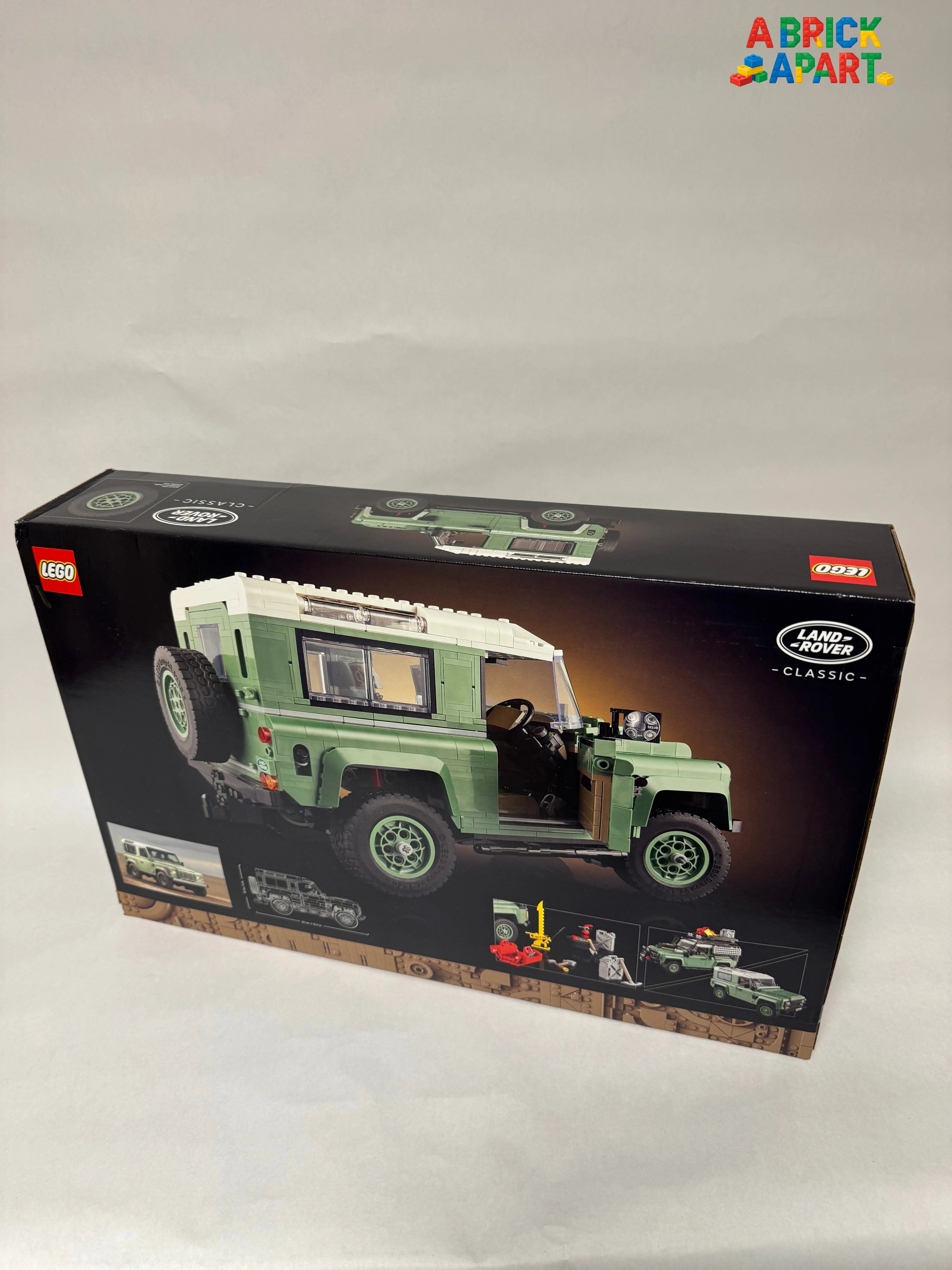 LEGO Land Rover Defender packaging on a white background