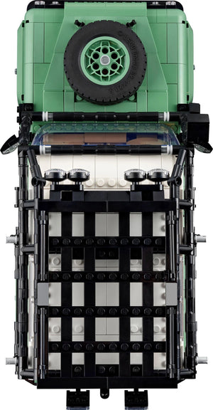 Toy vehicle model built with interlocking bricks on a white background