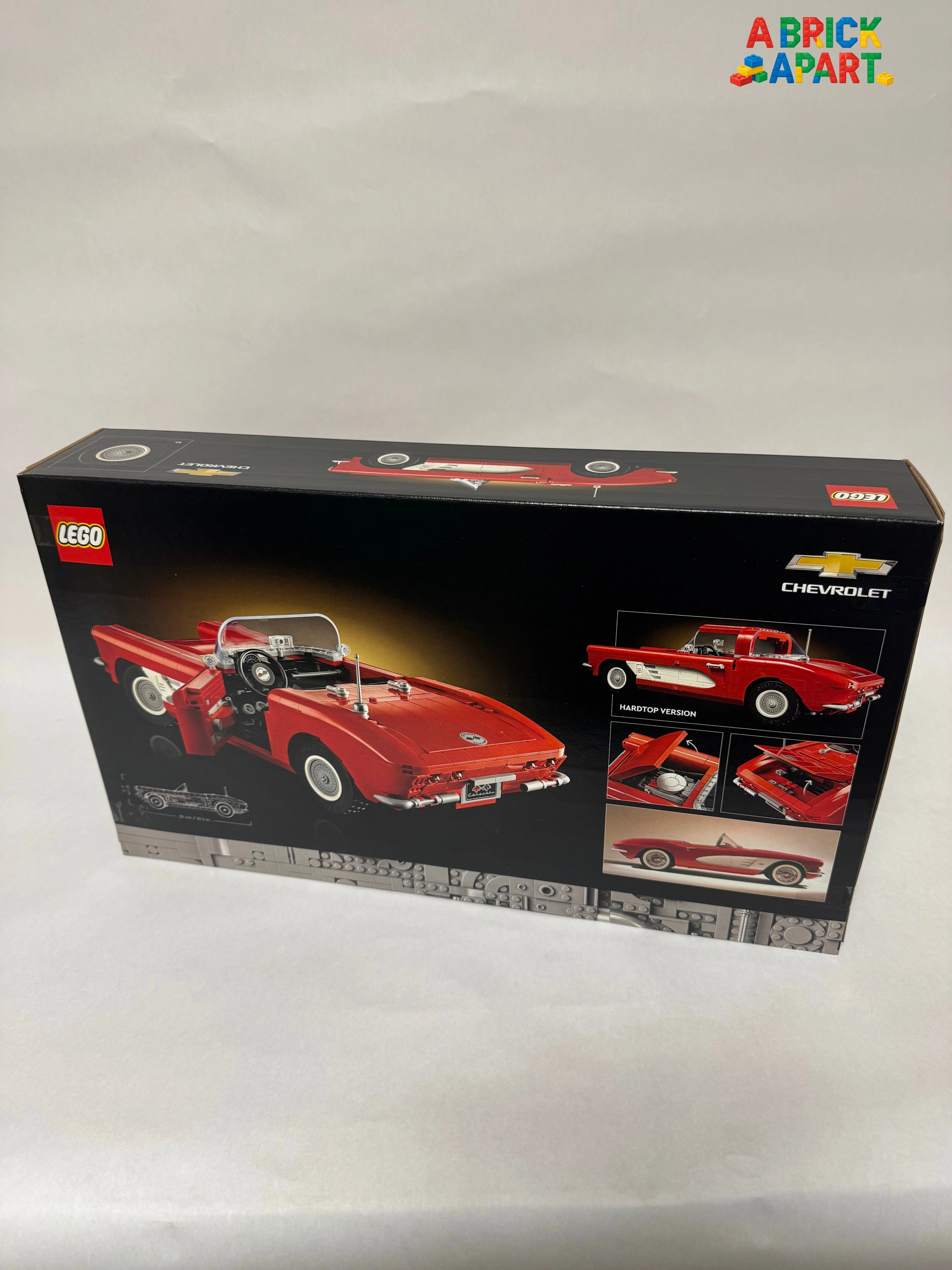 LEGO Chevrolet convertible model packaging on a white background