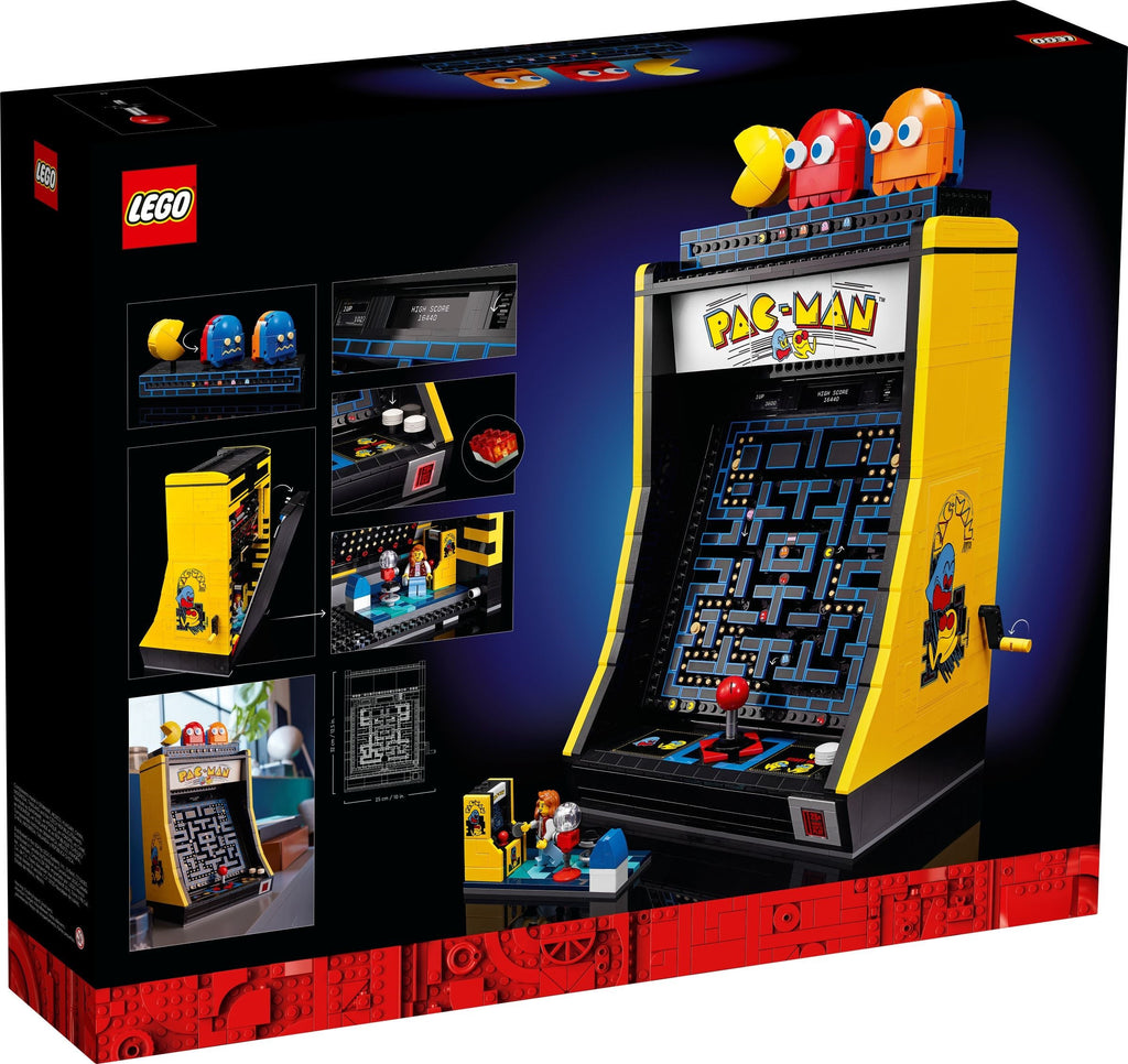 LEGO Pac-Man arcade machine set packaging with detailed views of the set.