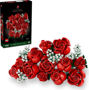 LEGO Bouquet of Roses set with packaging on a white background