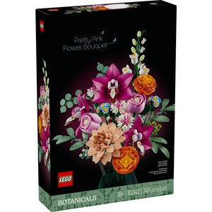LEGO Botanicals Pretty Pink Flower Bouquet set packaging on a white background