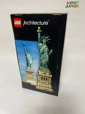 LEGO Architecture set packaging featuring the Statue of Liberty on a white background