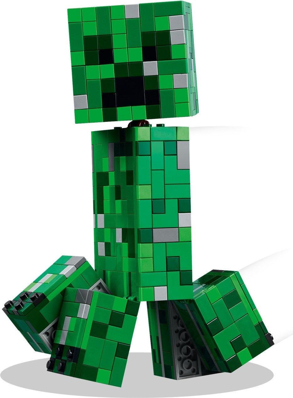 Green block-style character on a white background