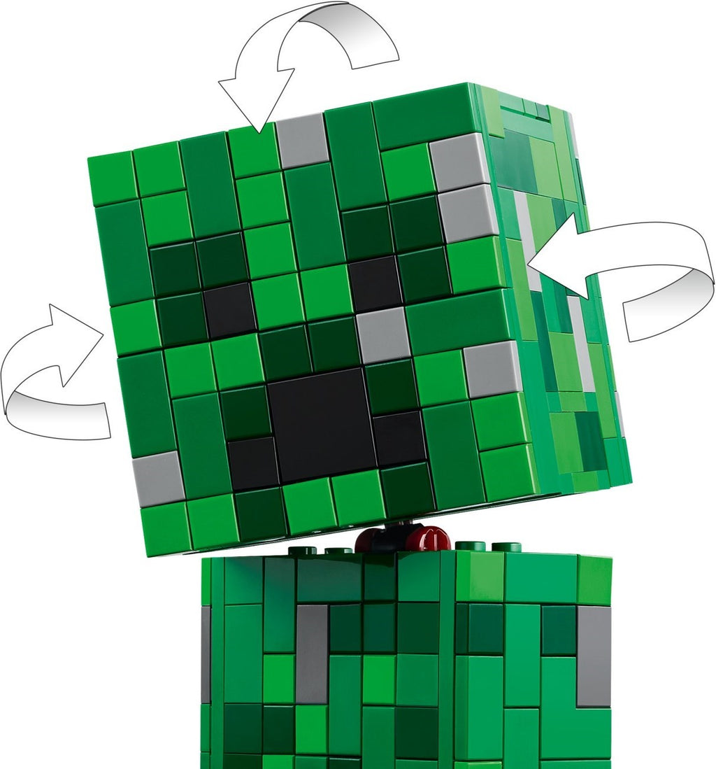 Green blocky character model made from interlocking bricks on a white background