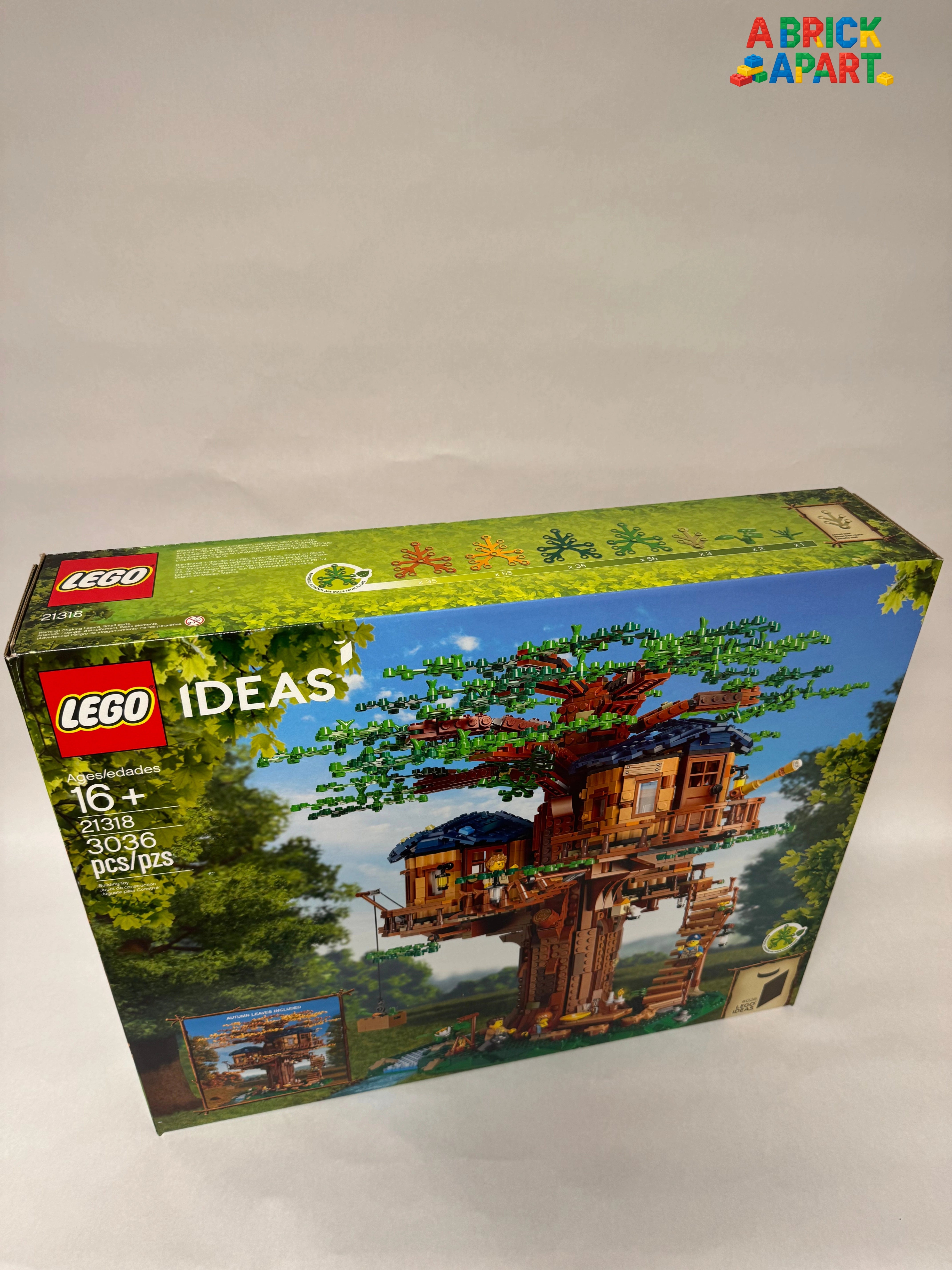 LEGO Ideas treehouse set packaging on a white background