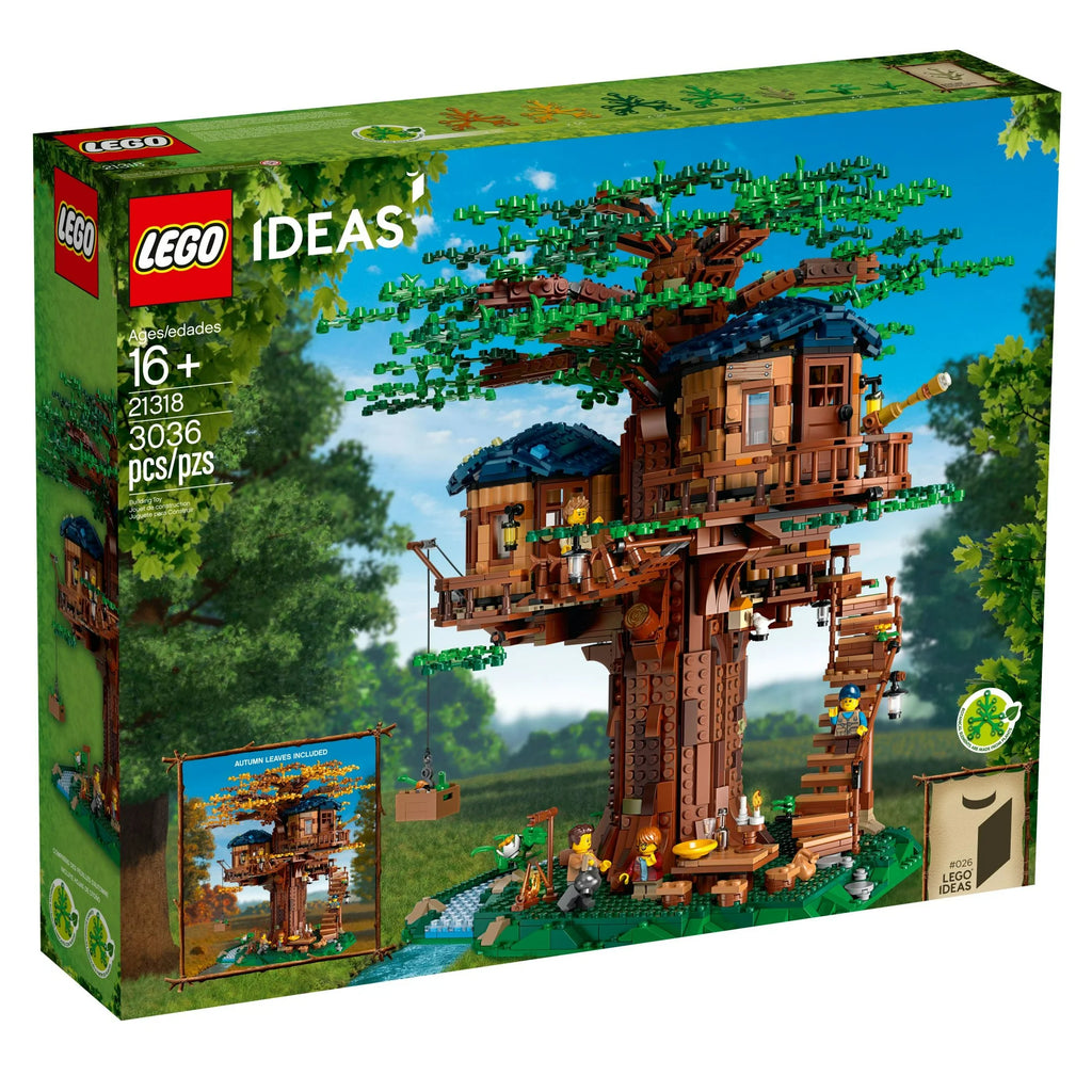 LEGO Ideas Tree House set packaging with treehouse illustration on a green box