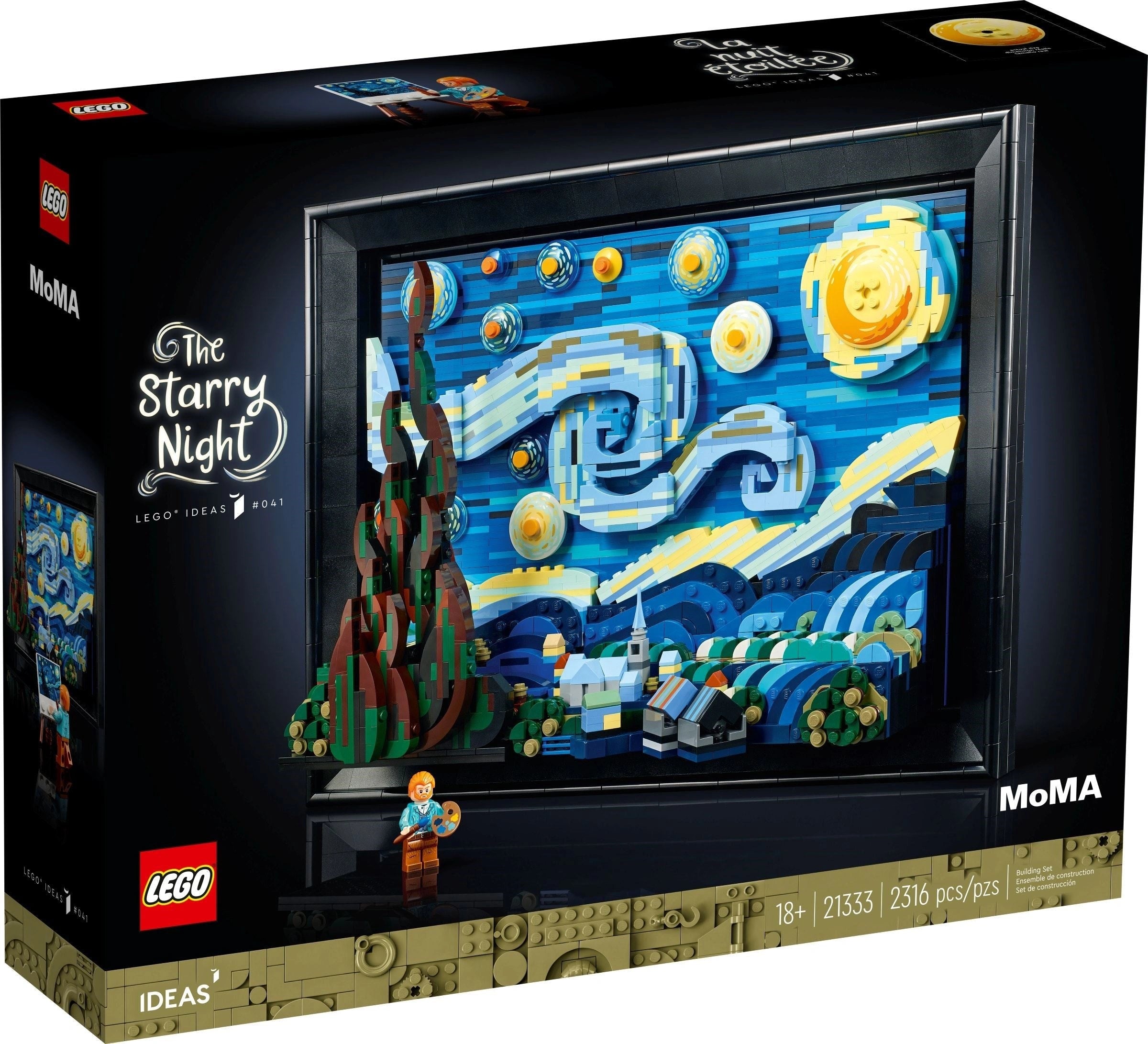 LEGO Ideas The Starry Night set packaging with MoMA branding