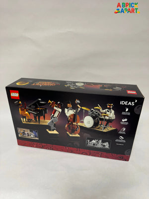 LEGO Ideas box with musicians and instruments on a white background