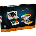LEGO Polaroid OneStep set packaging with camera, film, and photos on a dark background