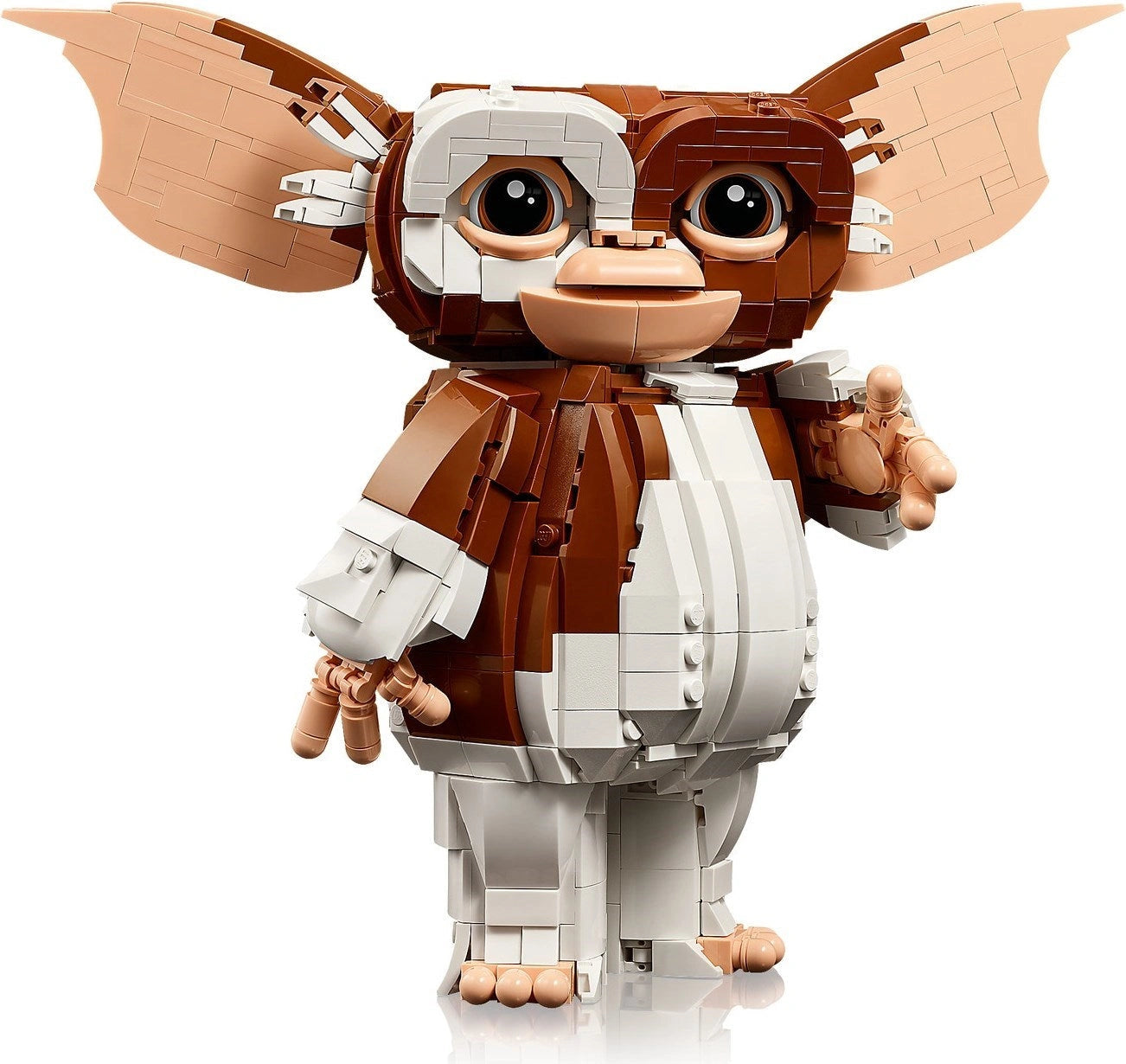 LEGO model of a character with large ears and a white and brown color scheme on a white background