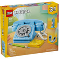 LEGO Creator retro telephone set packaging with yellow border and phone illustration.
