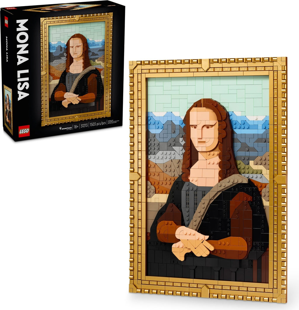 LEGO Mona Lisa set with packaging on a white background