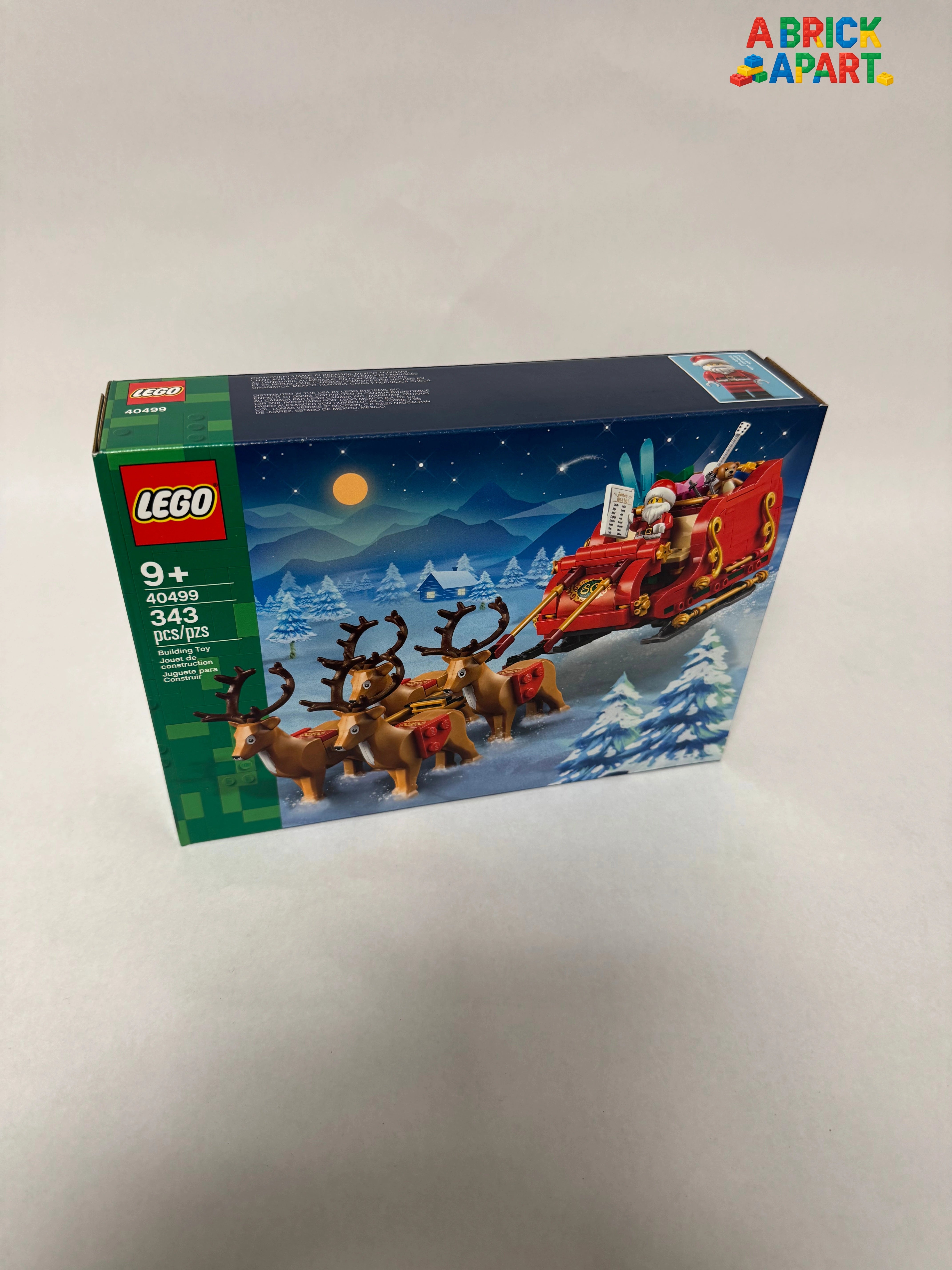 LEGO Santa's sleigh set packaging on a white background