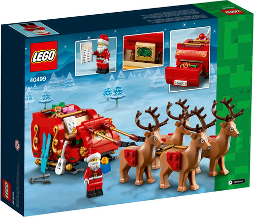 LEGO Santa's Sleigh set packaging with Santa Claus, reindeer, and sleigh.