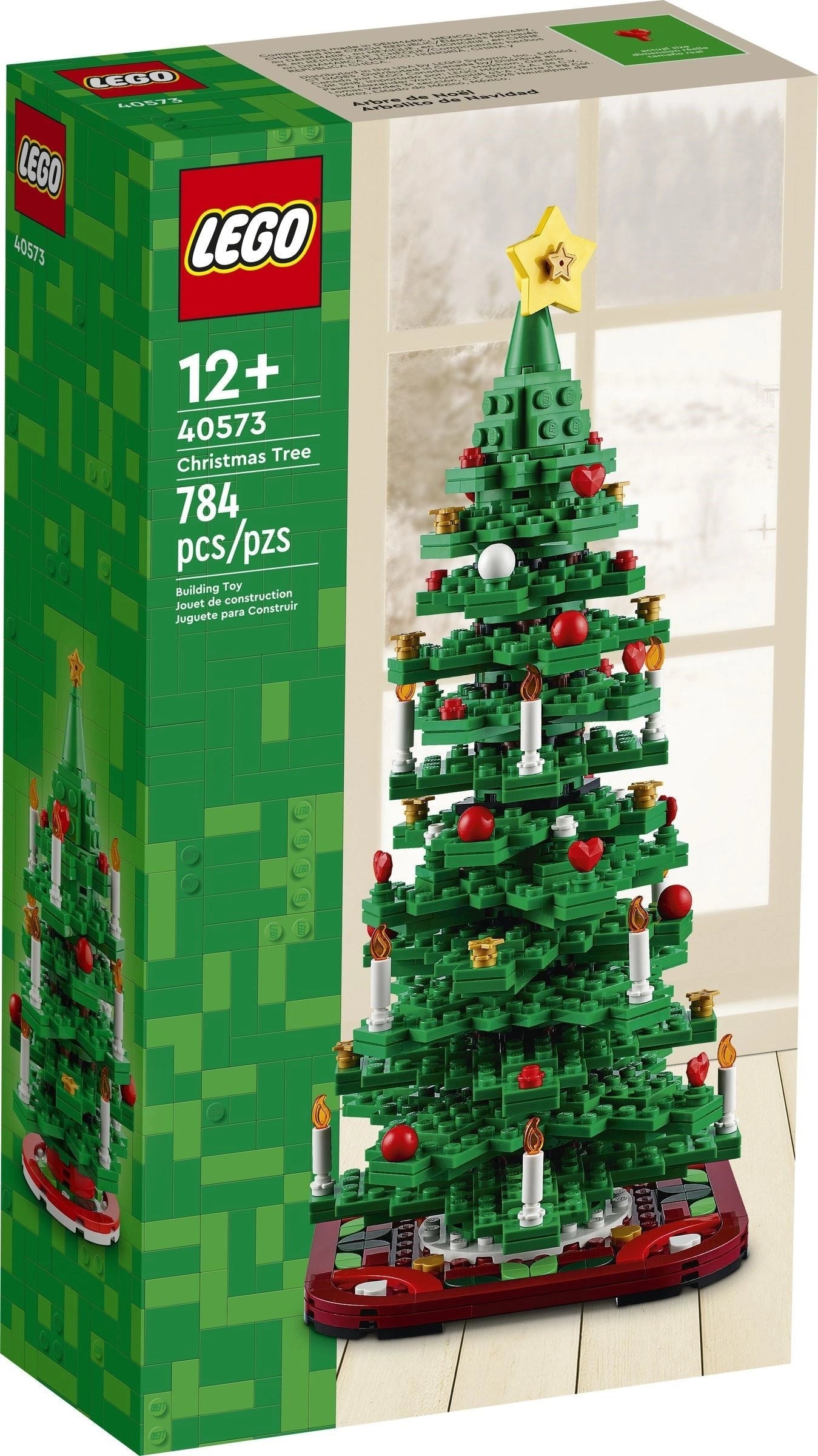 LEGO Christmas tree set in packaging with green box and white background