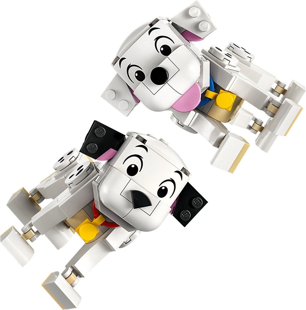 Two LEGO dog models on a white background