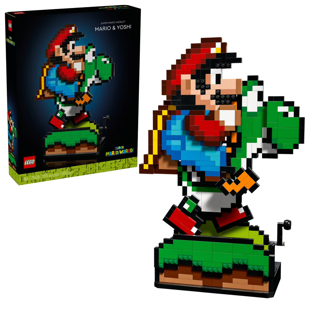 LEGO Mario figure with packaging on a white background