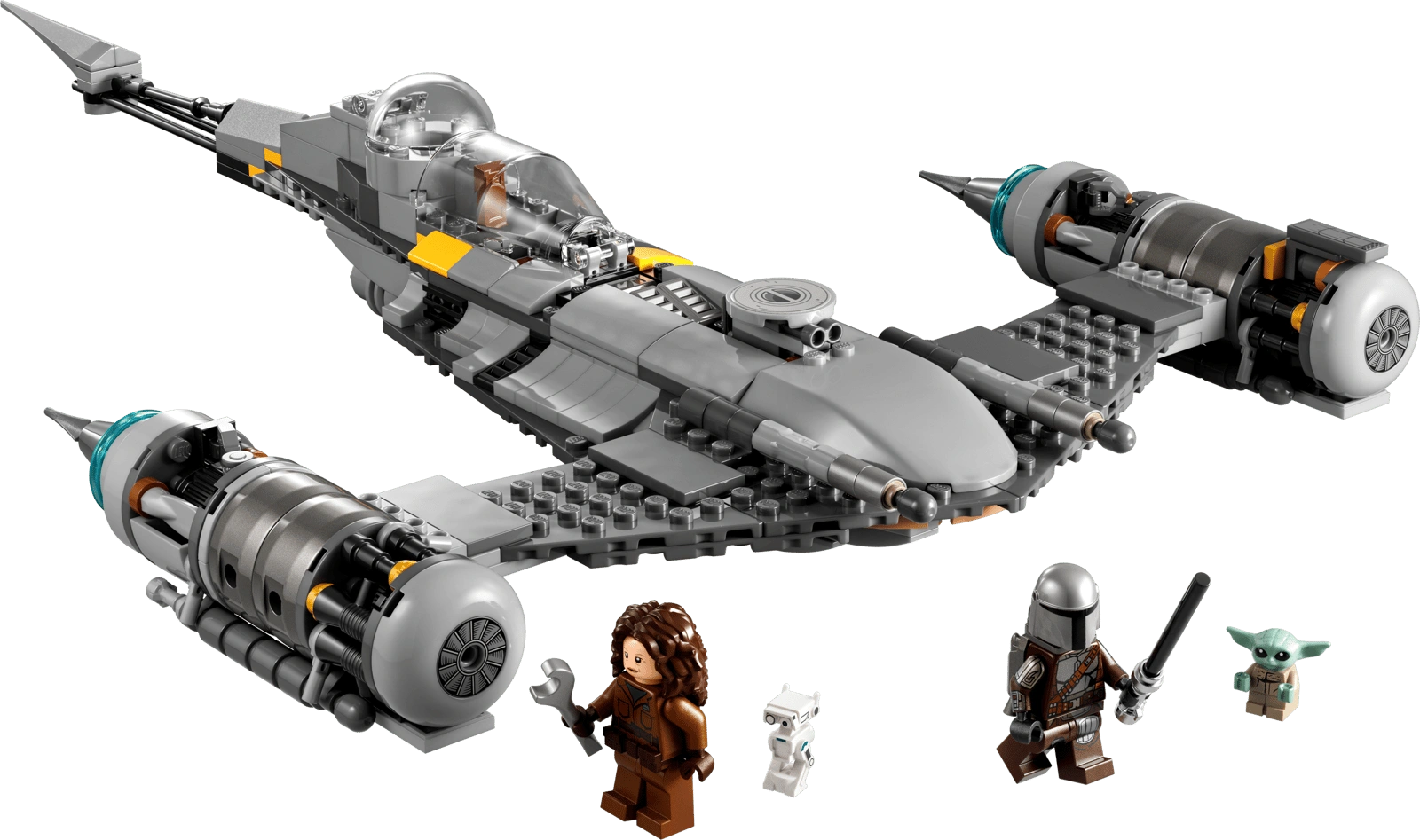 LEGO Star Wars model with characters on a white background