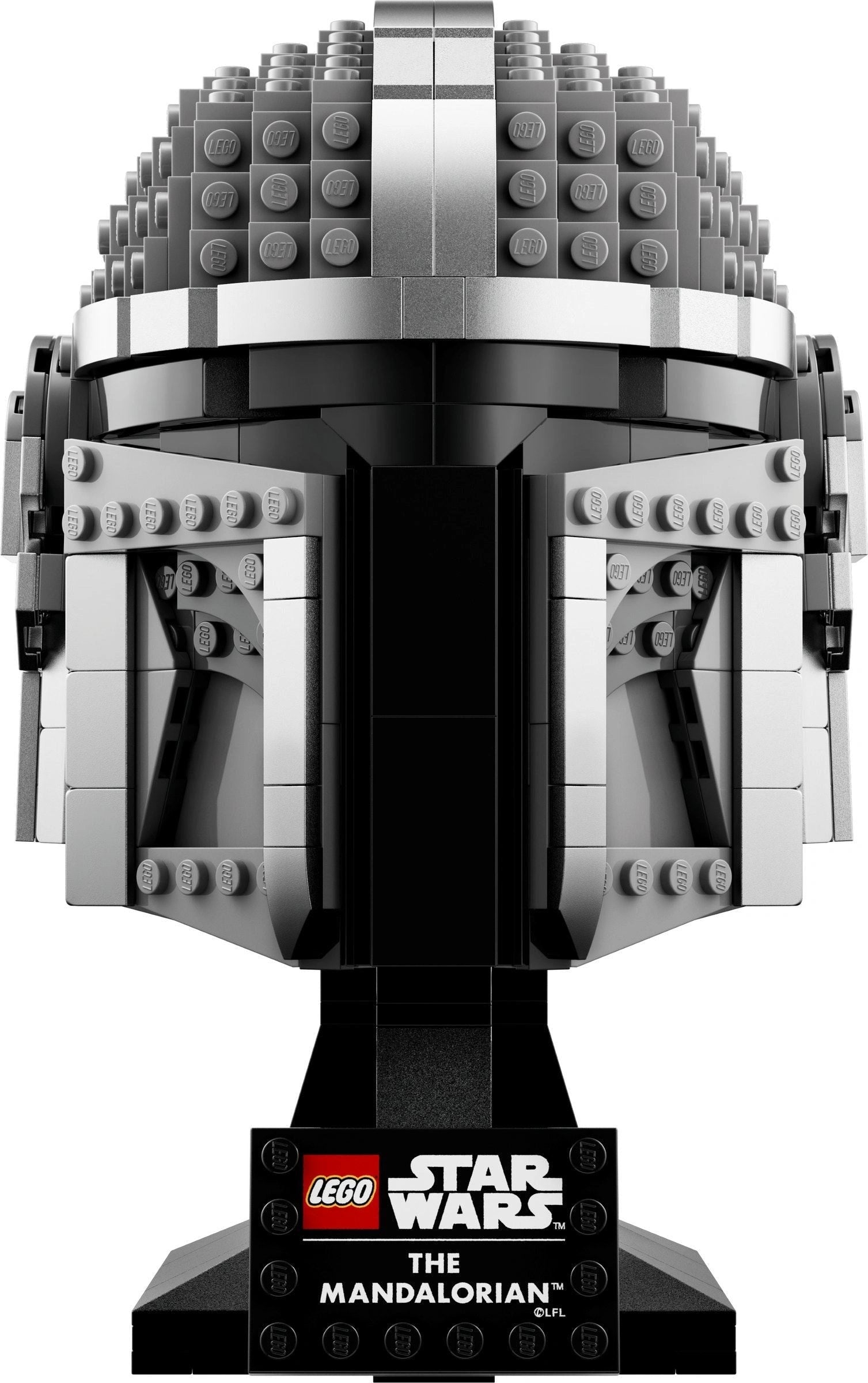 LEGO Star Wars The Mandalorian helmet model on a white background