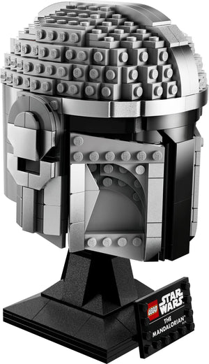 LEGO Star Wars Mandalorian helmet model on a white background