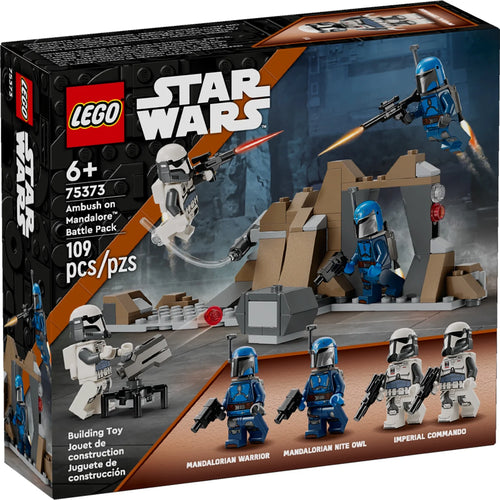 LEGO Star Wars Ambush on Mandalore Battle Pack packaging with figures and set details.