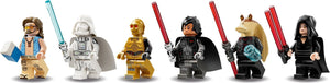 Set of six LEGO Star Wars figures arranged in a row.