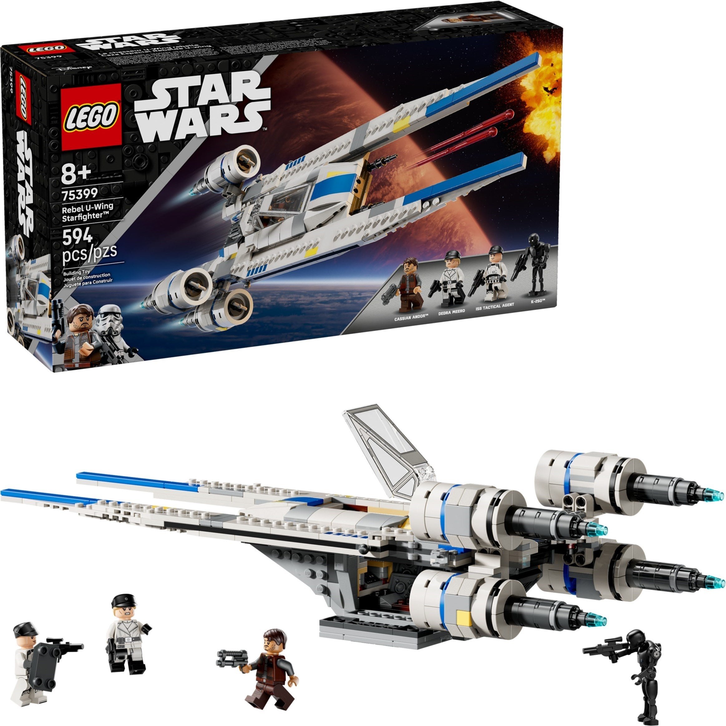 LEGO Star Wars U-Wing fighter set with packaging on a white background