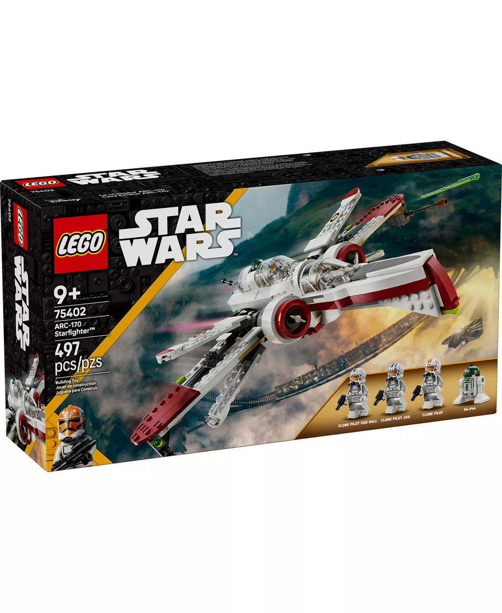 LEGO Star Wars ARC-170 Starfighter set packaging on a white background