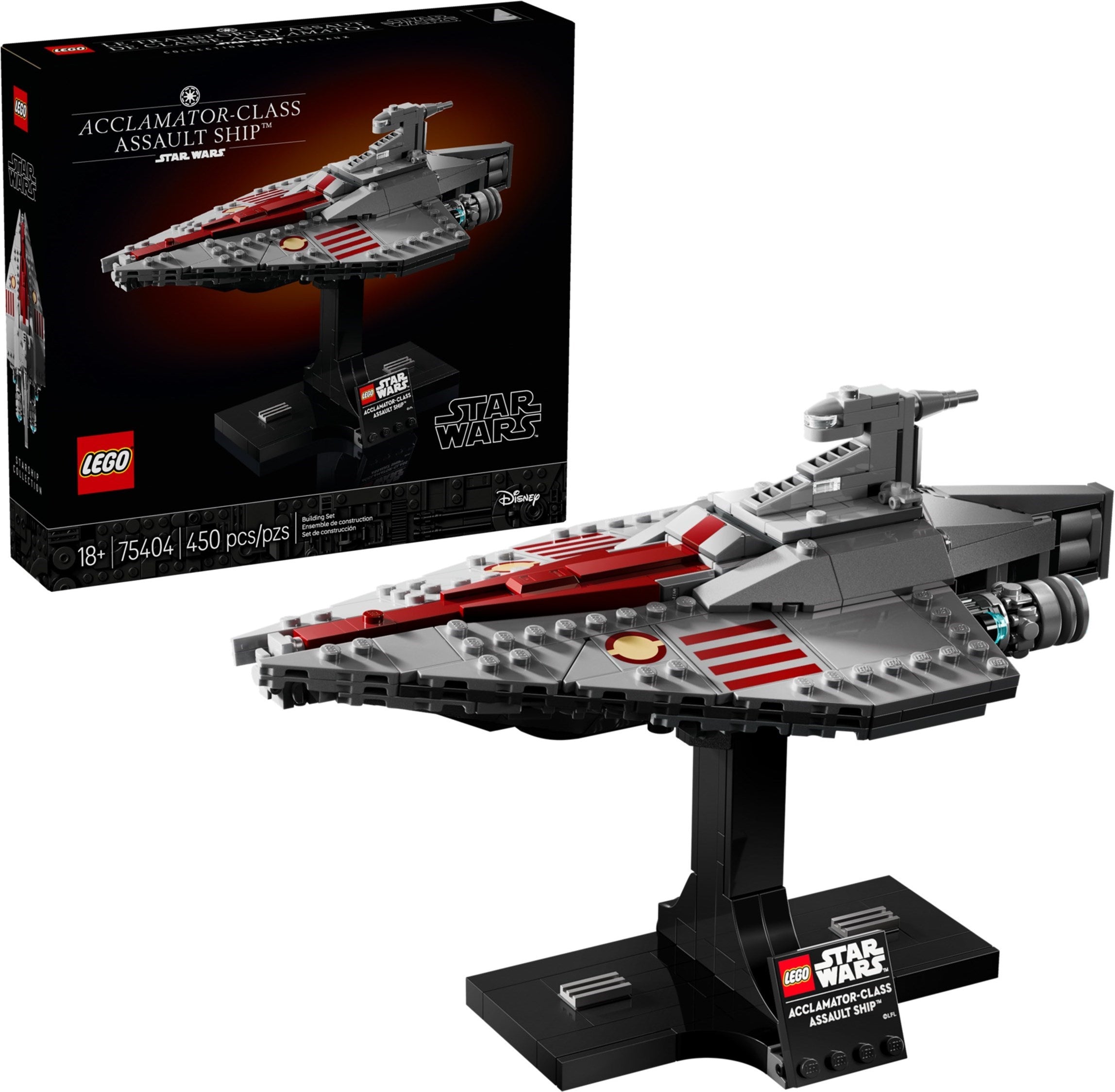 LEGO Star Wars Acclamator-Class Assault Ship set with packaging on a white background