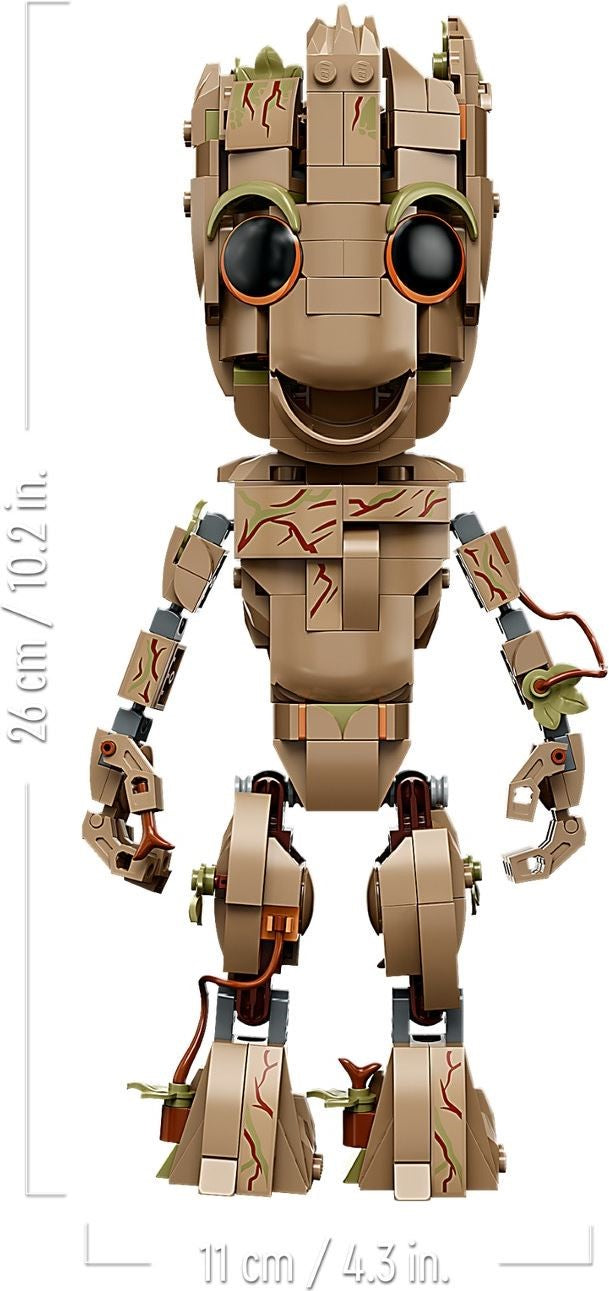 Toy figure of a robot with measurements on a white background