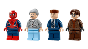 Four LEGO minifigures on a transparent background