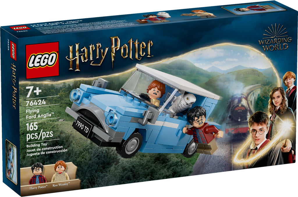 LEGO Harry Potter set packaging with Ford Anglia model and character images.