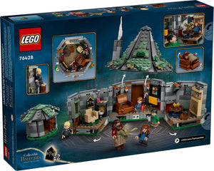 LEGO Harry Potter set packaging with multiple views and characters on a blue background