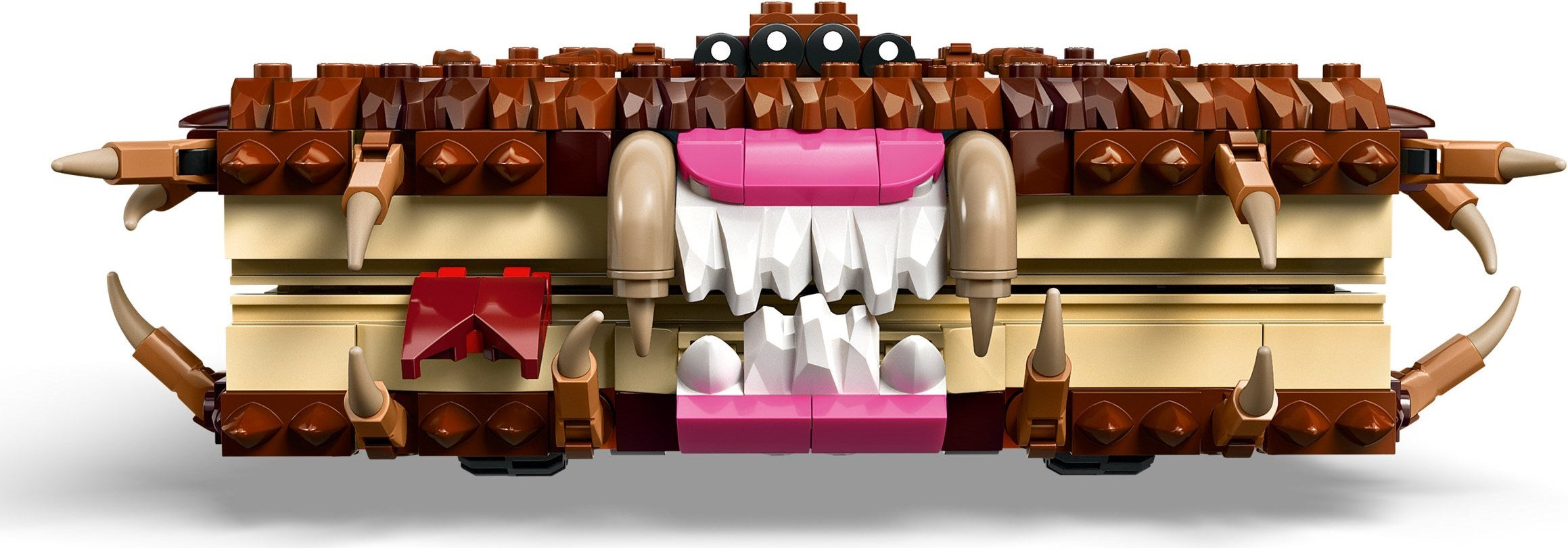 Toy figure with a long neck and various colors on a gray background