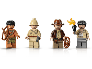 Four LEGO figures  on a white background