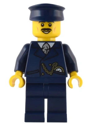 Legion figure in a navy uniform with a white emblem on a white background