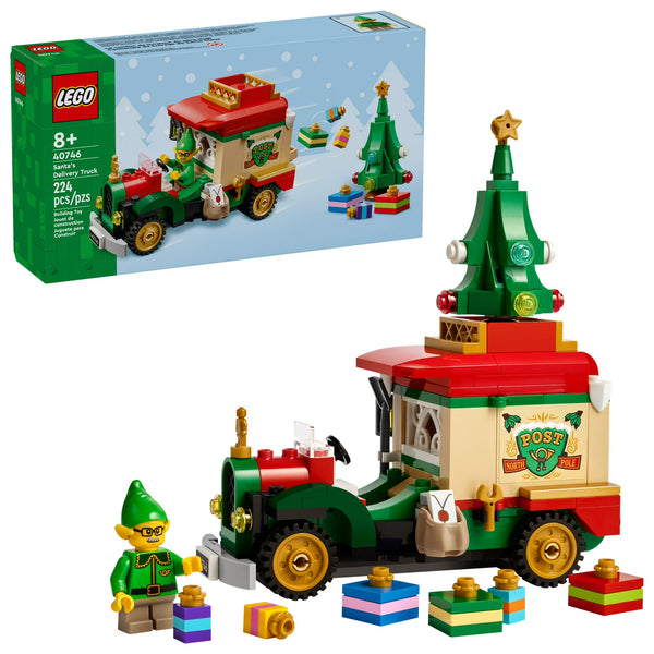 LEGO Christmas truck set with packaging on a white background