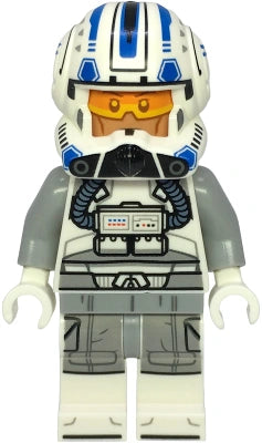 Toy figure with a space helmet and gray suit on a white background